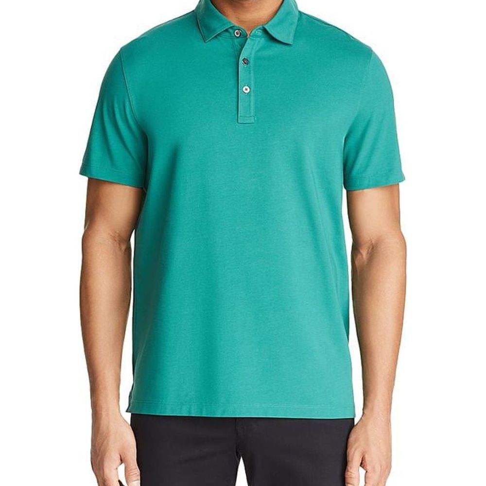 Michael Koors Men's Teal Blue-Green Collared Short Sleeve Polo Shirt Size Large